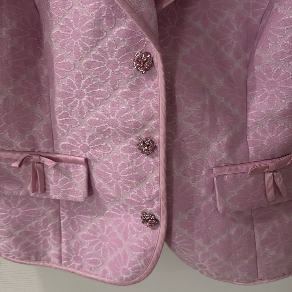 Pink Quilted Women's Jacket Vintage ECI with embellished button size 6 - Picture 3 of 4